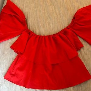 Off the Shoulder Red Ruffle Top